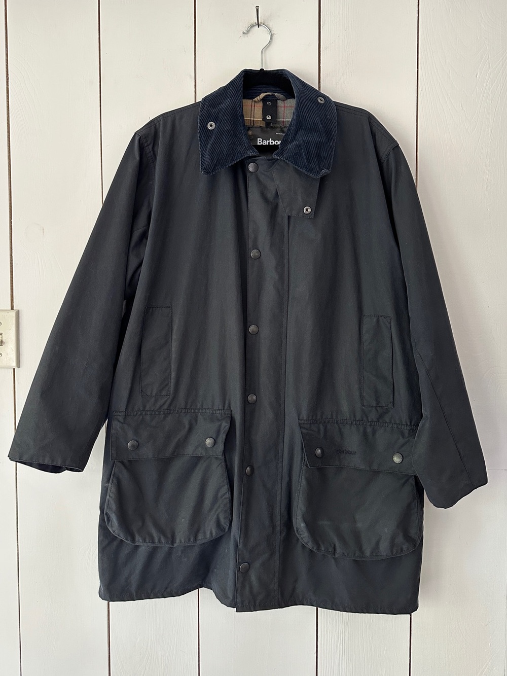Barbour Men's Border Wax Jacket Sz 40 Navy Blue